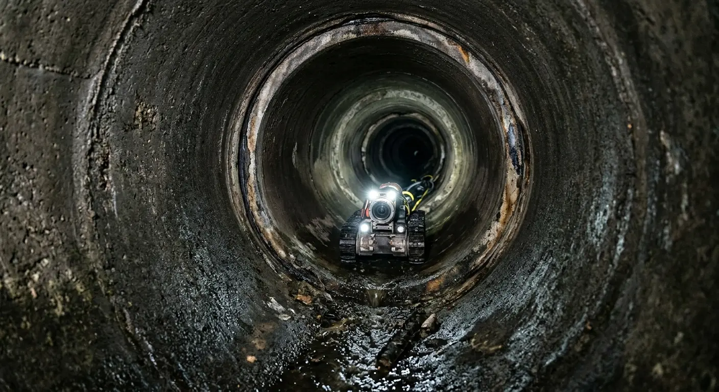 Robotic sewer camera inspecting pipe interior for Sewer Line Cleaning in Annapolis Neck